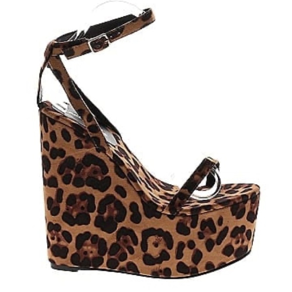 ShopAkira Leopard Wedge Heels Sunlight Follow My Lead Sky 9